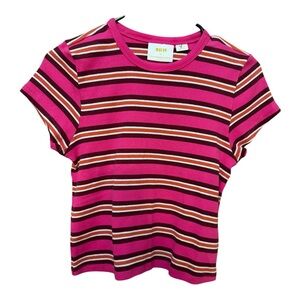 Pink Striped Shirt By Maeve Size L